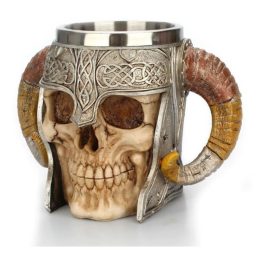 Taza Tazón Mug Calavera Acero Inoxidable 410ml Medieval