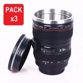 Pack X 3 Tazón Mug Lente De Camara Metálico Acero/ Eshopviña